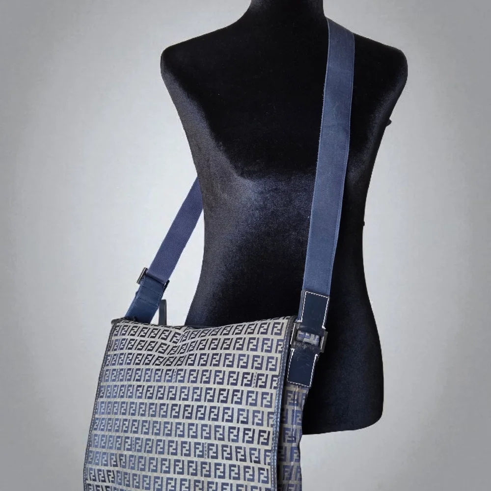 Fendi Monogram Navy Men's Messenger Bag
